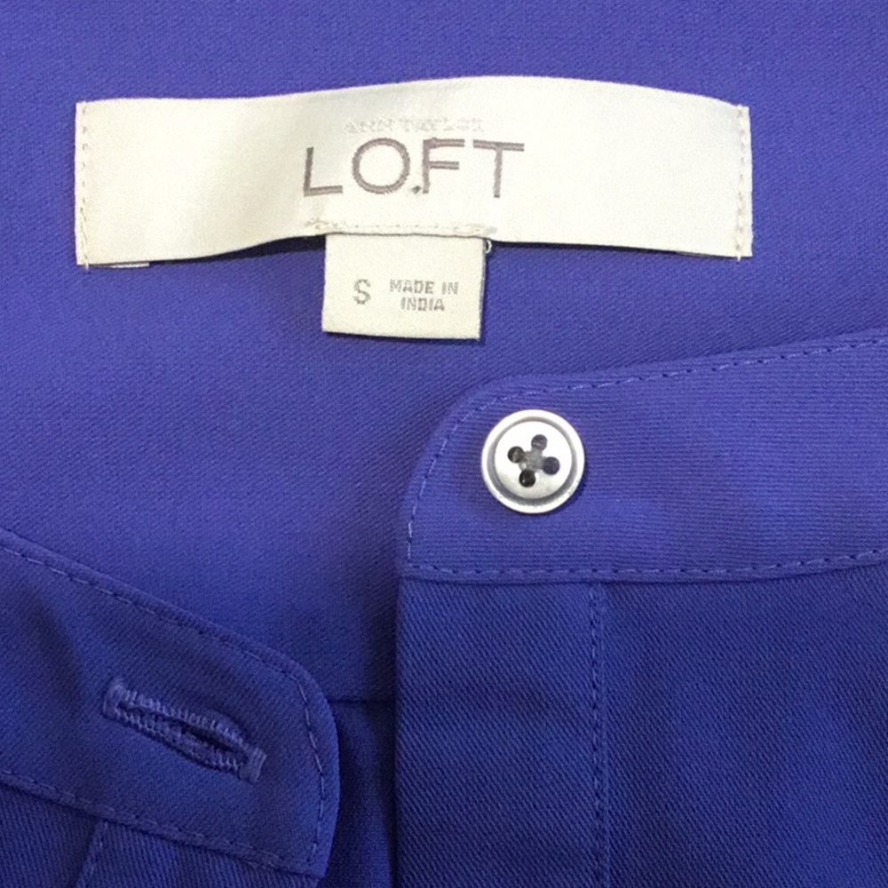 Ann Taylor LOFT purple tie waist shirt dress - Picture 3 of 4